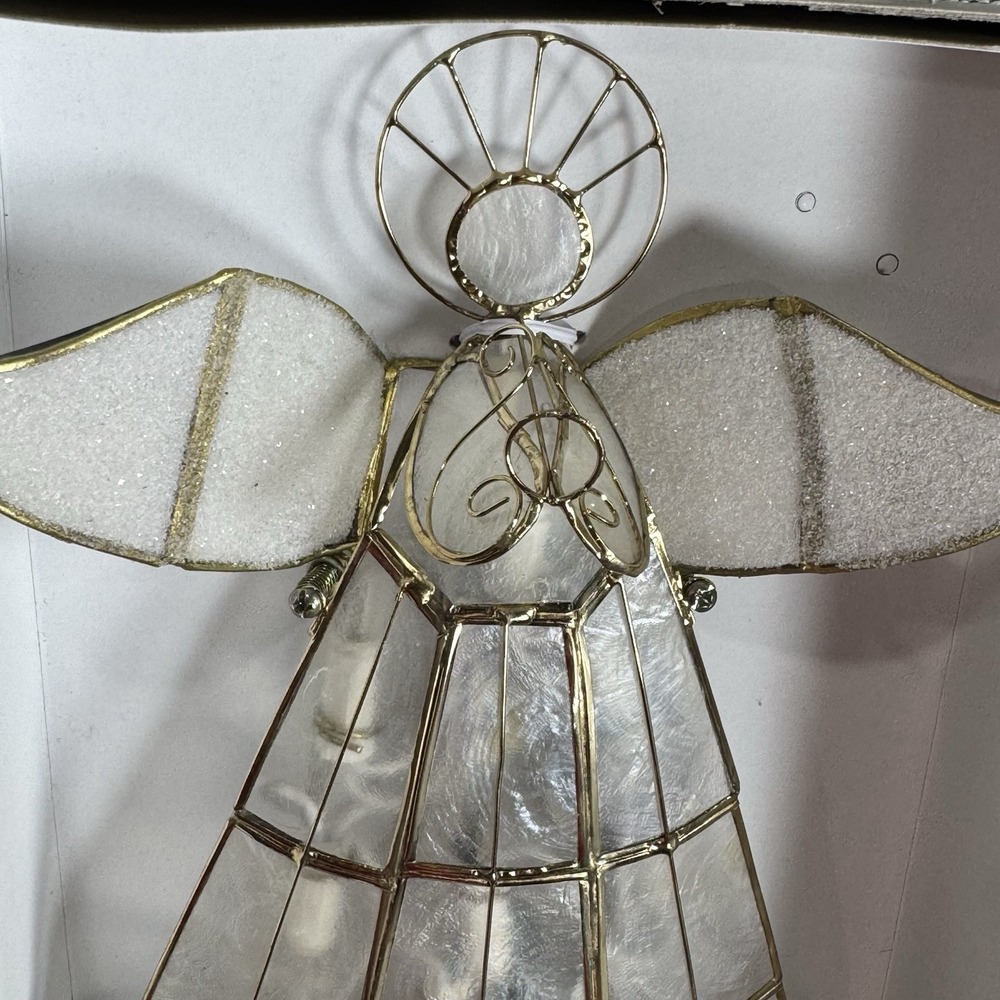 Vtg NOS Kurt Adler 10 Light Gold Capiz Angel Christmas Tree Topper 9 Inch - Picture 4 of 7
